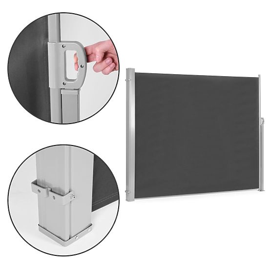 Faltmarkise 300x200 cm Seitenrollo Paravent für Garten Terrasse Anthrazit