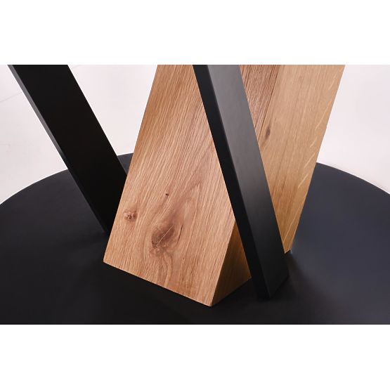 FANIS runder ausziehbarer Tisch, natur/schwarz (3p=1ks)