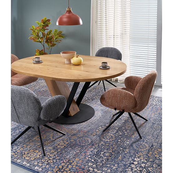 FANIS runder ausziehbarer Tisch, natur/schwarz (3p=1ks)