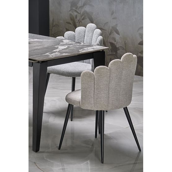 FELIX ausziehbarer Tisch, Platte - grauer Marmor, Beine - schwarz (2p=1Stk)