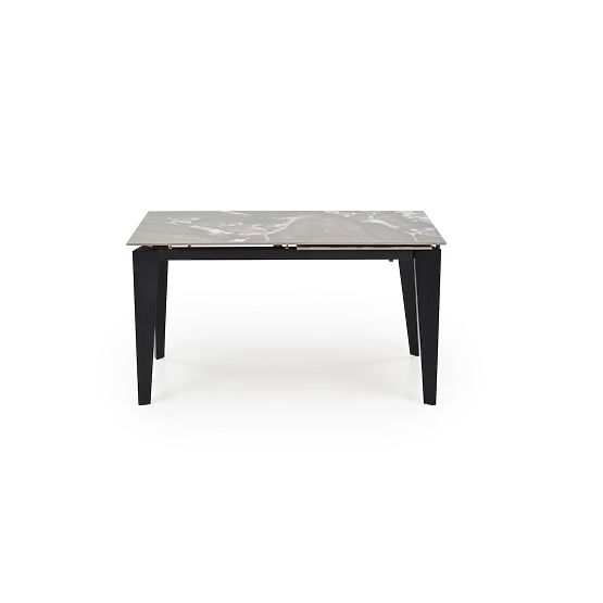 FELIX ausziehbarer Tisch, Platte - grauer Marmor, Beine - schwarz (2p=1Stk)
