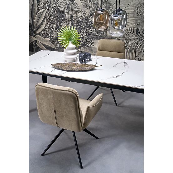 FELIX ausziehbarer Tisch, Platte - weißer Marmor, Beine - schwarz (2p=1 Stk)