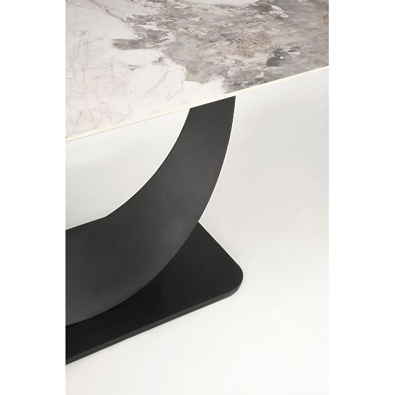 FERNANDO ausziehbarer Tisch, Platte - weißer Marmor, Beine - schwarz (3p=1Stk)