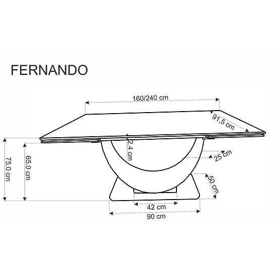 FERNANDO ausziehbarer Tisch, Platte - weißer Marmor, Beine - schwarz (3p=1Stk)
