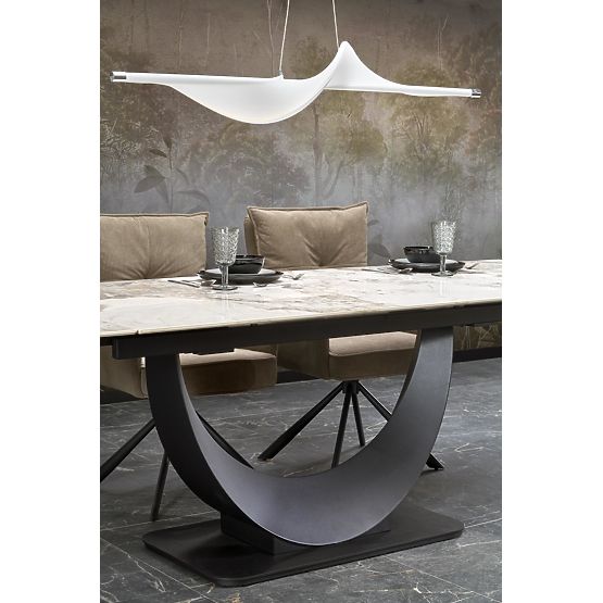 FERNANDO ausziehbarer Tisch, Platte - weißer Marmor, Beine - schwarz (3p=1Stk)