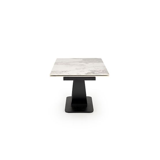 FERNANDO ausziehbarer Tisch, Platte - weißer Marmor, Beine - schwarz (3p=1Stk)