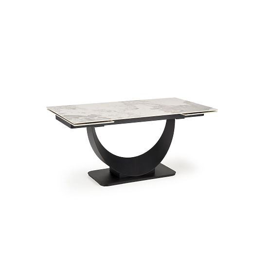 FERNANDO ausziehbarer Tisch, Platte - weißer Marmor, Beine - schwarz (3p=1Stk)