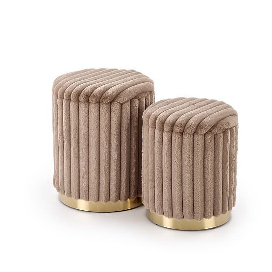 FIDO Set aus 2 Poufs, Cappuccino / Gold (1p=1kpl)