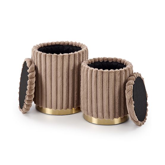 FIDO Set aus 2 Poufs, Cappuccino / Gold (1p=1kpl)