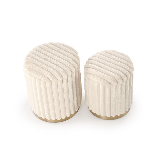 FIDO Set aus 2 Poufs, Creme/Gold (1p=1Set)