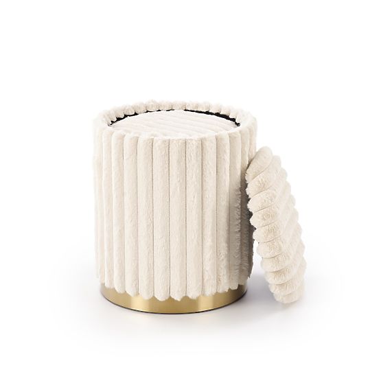 FIDO Set aus 2 Poufs, Creme/Gold (1p=1Set)