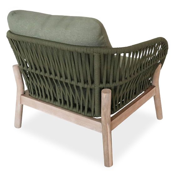 Fiorentino Gartenmöbelset im Teak-Look, geflochten, helles Akazienholz FSC, grün, abgerundet