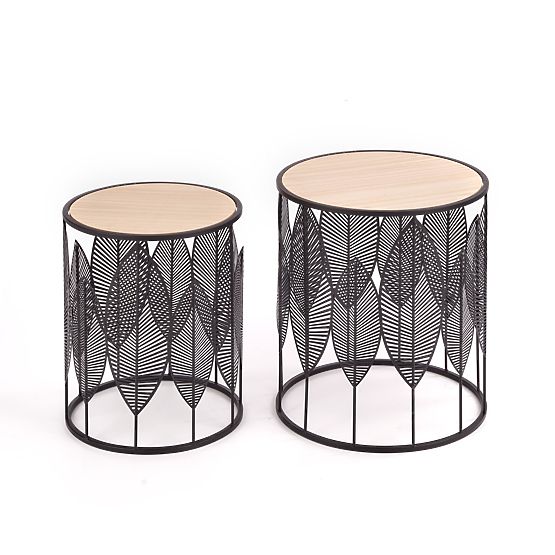 FOLLA Set aus 2 Bänken schwarz / natur (1p=1Stk)