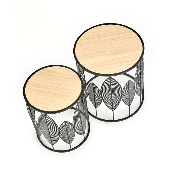 FOLLA Set aus 2 Bänken schwarz / natur (1p=1Stk)