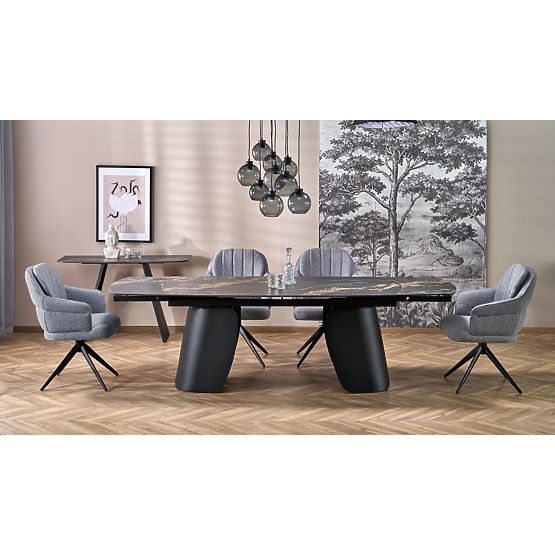 FORUM ausziehbarer Tisch, schwarzer Marmor / schwarz (3p=1Stk)