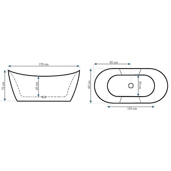Freistehende Badewanne Rea Ferrano Slim 170
