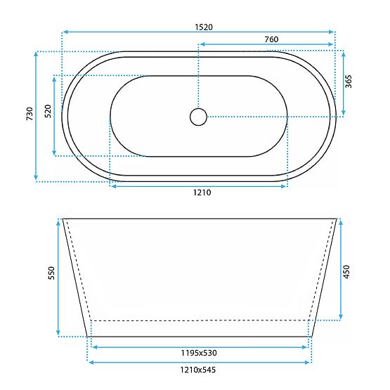 Freistehende Badewanne Rea MILANO 150