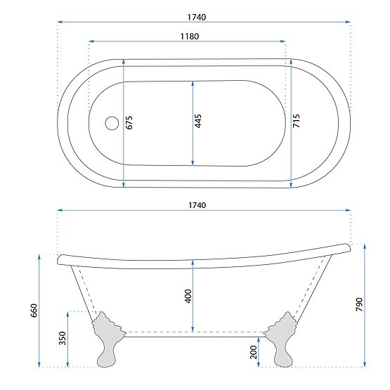 Freistehende Badewanne Rea Sparta 175