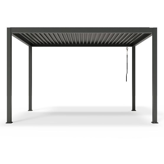 Freistehende Gartenpergola Antilla aus Aluminium, 4x3 m, bioklimatisch, bewegliche Lamellen, anthraz