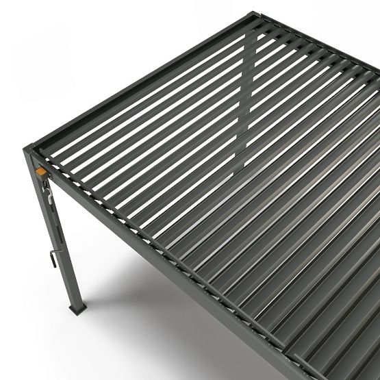 Freistehende Gartenpergola Antilla aus Aluminium, 6x3 m, bioklimatisch, bewegliche Lamellen, anthraz
