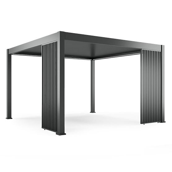 Freistehende Gartenpergola Lumera aus Aluminium, 4x4 m, bioklimatisch, LED-Beleuchtung, elektrisch
