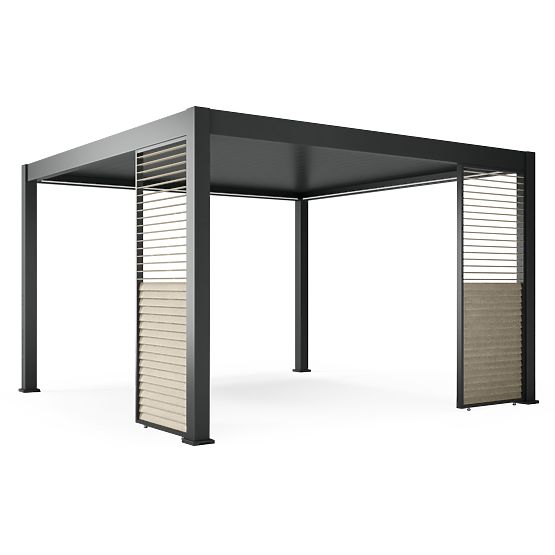 Freistehende Gartenpergola Lumera aus Aluminium, 4x4 m, bioklimatisch, LED-Beleuchtung, elektrisch