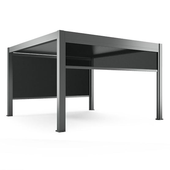 Freistehende Gartenpergola Lumera aus Aluminium, 4x4 m, bioklimatisch, LED-Beleuchtung, elektrisch