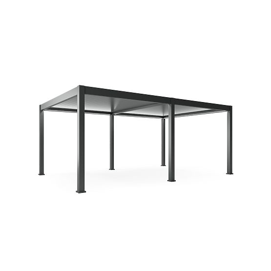 Freistehende Gartenpergola Lumera aus Aluminium, 4x6 m, bioklimatisch, LED-Beleuchtung, elektrisch