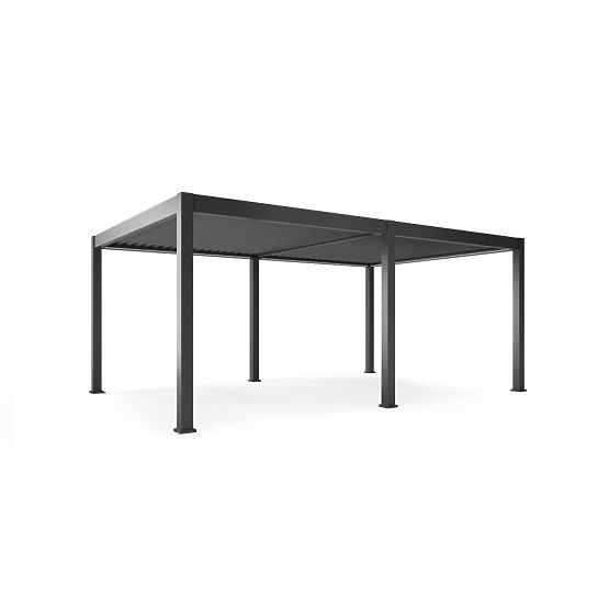 Freistehende Gartenpergola Lumera aus Aluminium, 4x6 m, bioklimatisch, LED-Beleuchtung, elektrisch