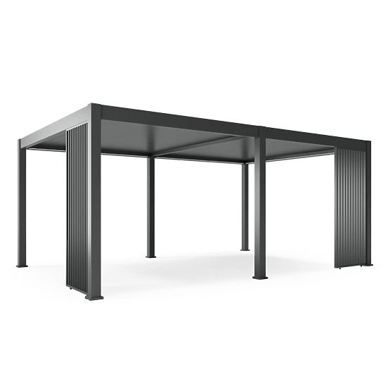 Freistehende Gartenpergola Lumera aus Aluminium, 4x6 m, bioklimatisch, LED-Beleuchtung, elektrisch