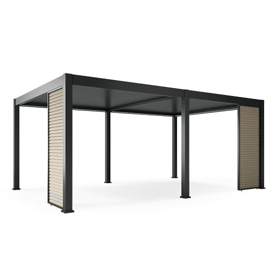 Freistehende Gartenpergola Lumera aus Aluminium, 4x6 m, bioklimatisch, LED-Beleuchtung, elektrisch