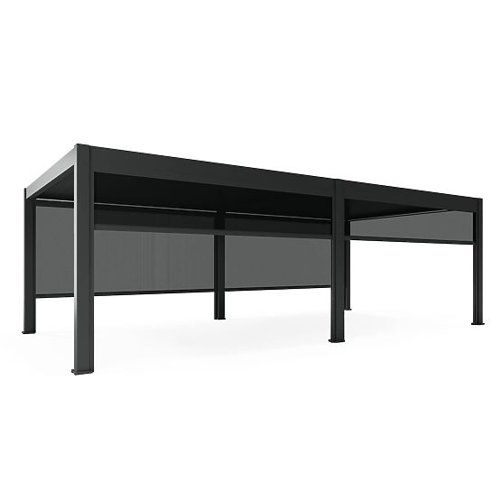 Freistehende Gartenpergola Lumera aus Aluminium, 4x8 m, bioklimatisch, LED-Beleuchtung, elektrisch