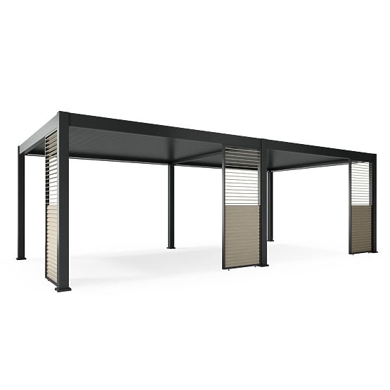Freistehende Gartenpergola Lumera aus Aluminium, 4x8 m, bioklimatisch, LED-Beleuchtung, elektrisch