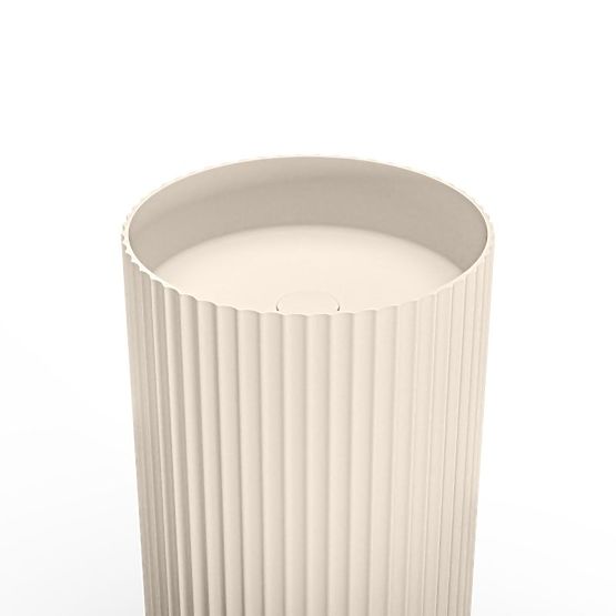 Freistehendes Waschbecken Ciriola, Verbundwerkstoff, 45x90 cm, beige-grau, taupe, geriffelt