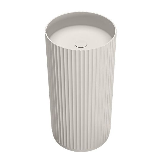 Freistehendes Waschbecken Ciriola, Verbundwerkstoff, 45x90 cm, hellgrau, gerillt