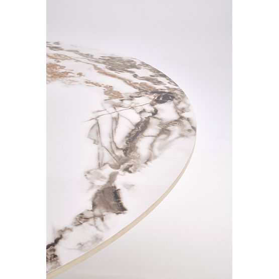 GARET runder Tisch, weißer Marmor / schwarz (2p=1ks)