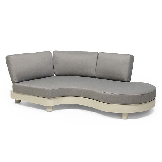Garten Ecksofa mit 2 Tischen Santa Ana, Aluminium, Beige, Marmor Dekoration, runde Formen