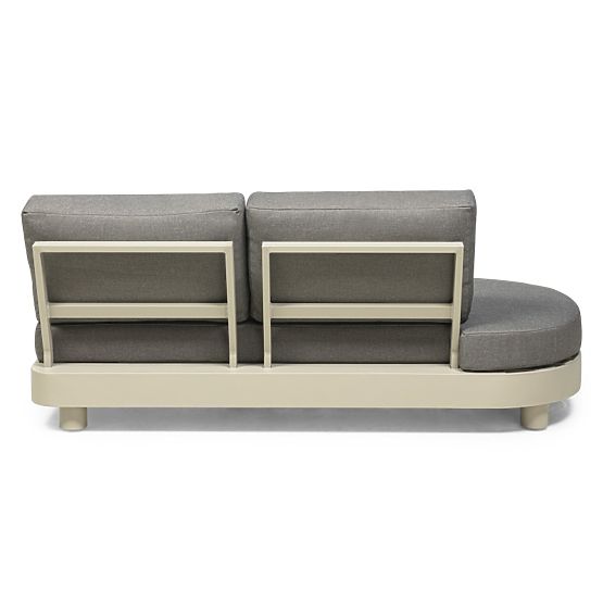 Garten Ecksofa mit 2 Tischen Santa Ana, Aluminium, Beige, Marmor Dekoration, runde Formen