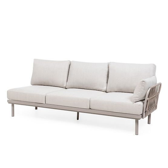 Garten Ecksofa mit Tisch Amarello, Aluminium, geflochten, hellbeige/beigegrau