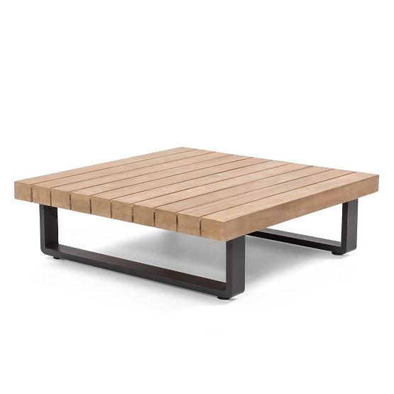 Garten-Ecksofa mit Tisch Borgo, Akazienholz FSC, Teak-Optik, grau