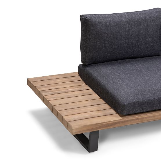 Garten-Ecksofa mit Tisch Borgo, Akazienholz FSC, Teak-Optik, grau