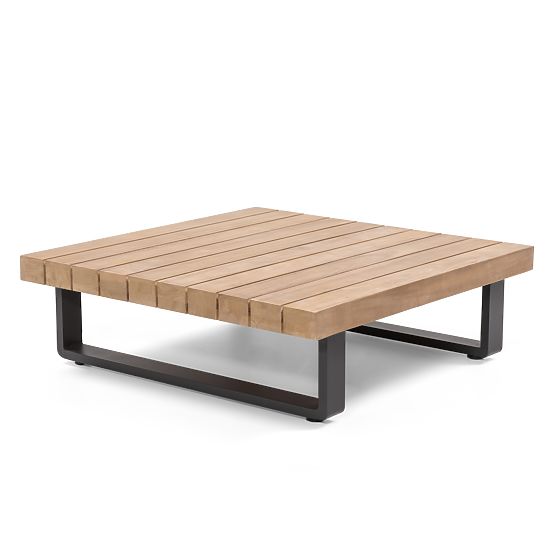 Garten-Ecksofa mit Tisch Borgo, Akazienholz FSC, Teak-Optik, grau