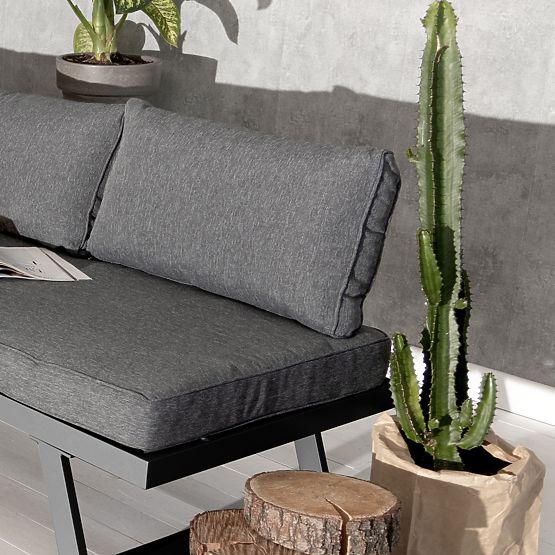 Garten-Ecksofa mit Tisch Lafoole Lunge, Spun-Poly, dunkelgrau