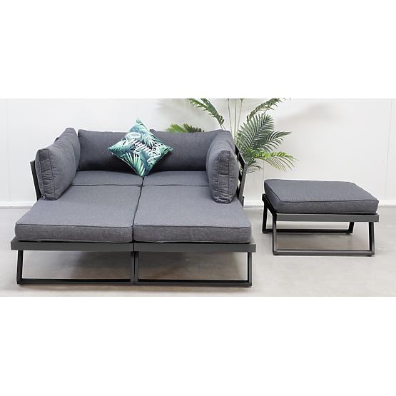 Garten-Ecksofa mit Tisch Lafoole Lunge, Spun-Poly, dunkelgrau