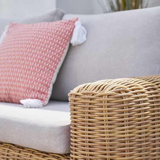 Garten Ecksofa mit Tisch Sandy, Technorattan, Beige