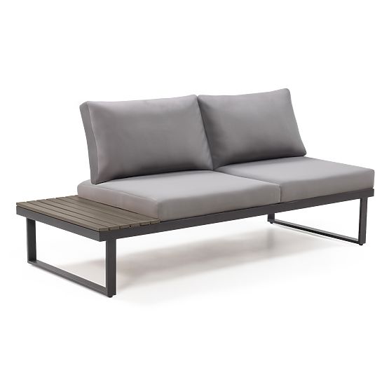 Garten-Ecksofa mit Tisch Valongo, Polywood, Spun-Poly, hellgrau/anthrazit