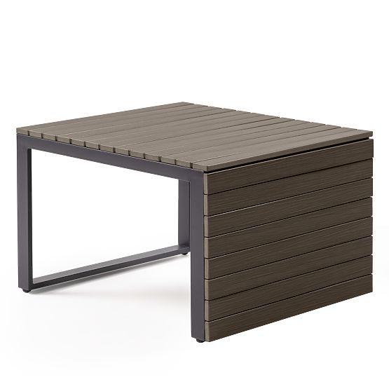 Garten-Ecksofa mit Tisch Valongo, Polywood, Spun-Poly, hellgrau/anthrazit