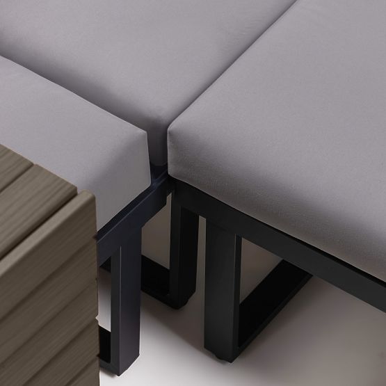 Garten-Ecksofa mit Tisch Valongo, Polywood, Spun-Poly, hellgrau/anthrazit