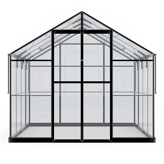 Garten-Gewächshaus ProGlass Classic Compact 7,7 m² mit Fundament, gehärtetes Glas 4 mm, Aluminium