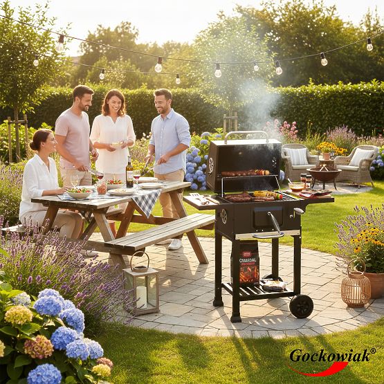 Garten-Holzkohlegrill mit Gusseisenrost FERRO